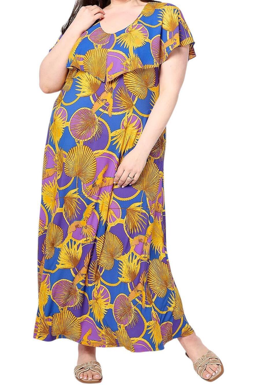 Attitudes by Renee Women's Global Illusions Maxi Dress Golden Palms - Regular
